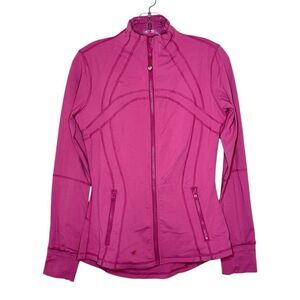 QUEENIE KE Pink Long Sleeve Full Zip Yoga Top Size M Zipped Pockets Gym Workout